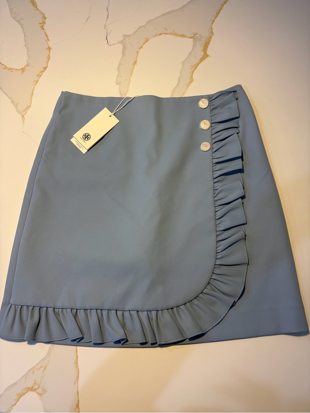 Tory Burch Light Blue Ruffle Wrap Skirt - Brand Unknown